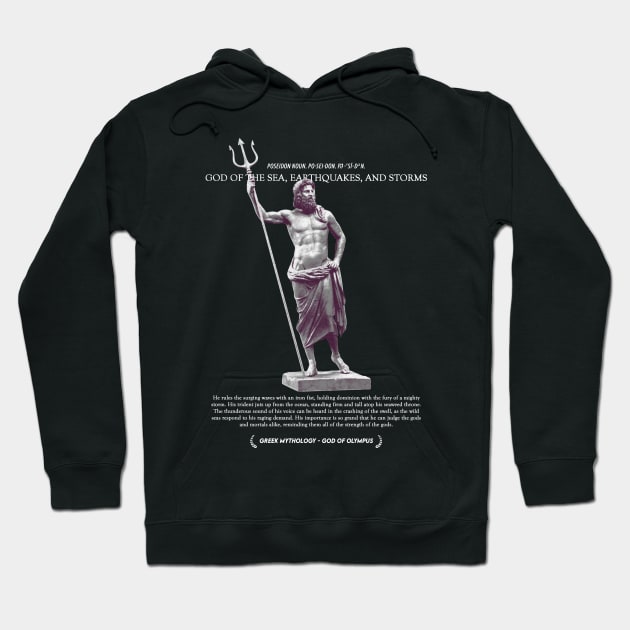 Poseidon, God of Sea, Earthquakes, and Storms Mono - Greek Myth #004 Hoodie by Holy Rebellions